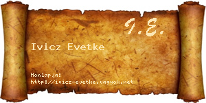 Ivicz Evetke névjegykártya